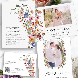 Colorful Floral QR Code RSVP Card