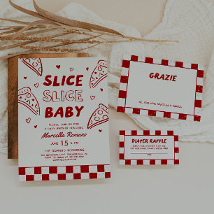 Slice Slice Baby Italian Red Pizza Baby Shower Invitation