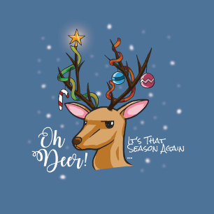 Oh DEER   Christmas Woodland Animal Holiday Postcard