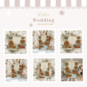 Rustic Autumn Farm Lakefront Wedding Invitation