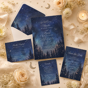 Starry Night Forest Celestial Wedding Invitation