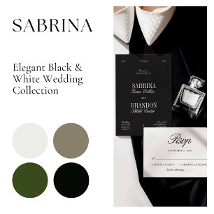 Elegant Black & White Wedding Welcome Card