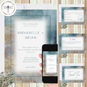 Modern Beach Abstract Wedding Invitation