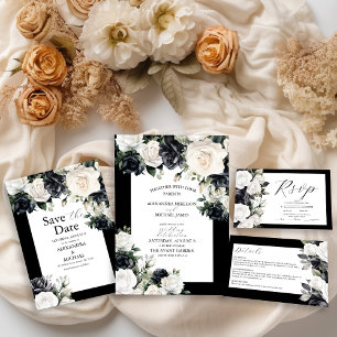 Modern Black and White Floral Wedding Foam Board