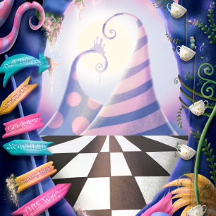 Alice in Wonderland, gold glitter, baby shower Invitation