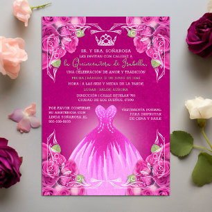 SPANISH PINK ROSES QUINCEAÑERA    HAND FAN