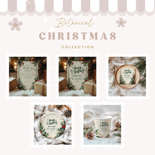 Rustic Birch Pinecone Christmas Holiday Card