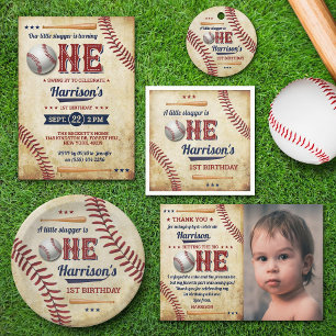Boys Baseball 1st Birthday Invitation