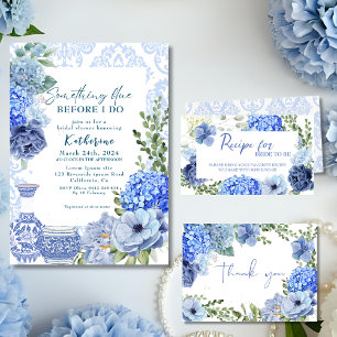 Something blue before i do hydrangea bridal shower invitation