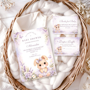 Lavender Bunny Floral Baby Shower Napkins