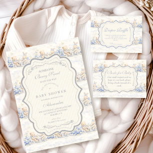 Berry Sweet Blue Toile Nursery Baby Shower Invitation