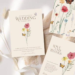 Pink Yellow Wildflower Whimsical Save The Date