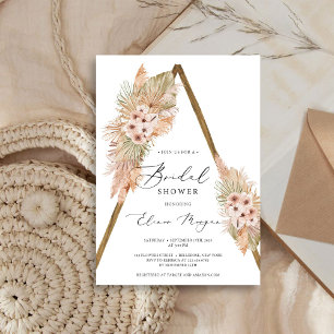 Dried Palm Leaves Pampas Grass Wooden Arch Wedding Invitation