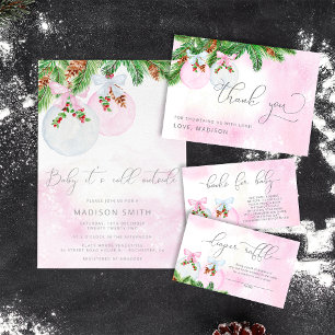 Blush Winter Christmas Baby Shower Paper Plates