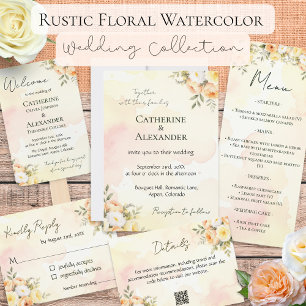 Rustic Floral Watercolor Chic Wedding Hand Fan