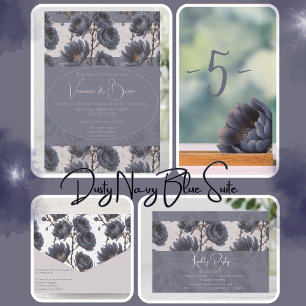 Elegant dusty navy blue flower table number acrylic sign