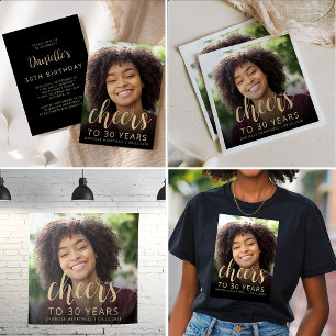 Custom Photo Cheers 30th Birthday Party T-Shirt