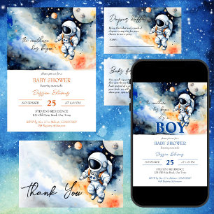 Outer space astronaut baby shower template napkins