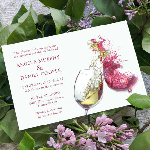 Elegant Red and White Wine Dance Wedding Meal RSVP Card