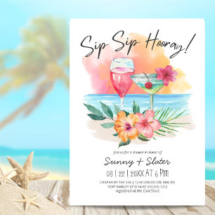 Seaside Sippin'   Tropical Beach Baby Shower Invitation