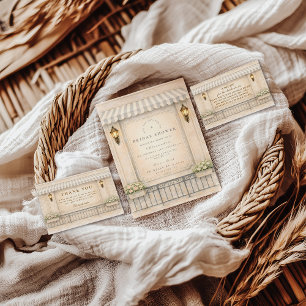 Vintage Floral Courtyard Bridal Shower Napkins