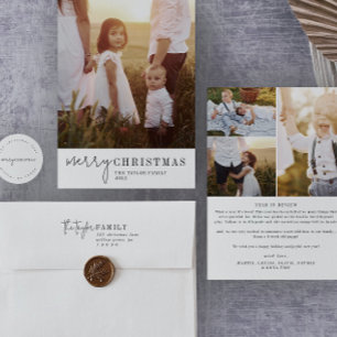 Modern Chic Christmas Photo Year in Review Holiday Card