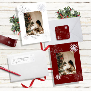 Silver Snowflake Sparkle Photo Holiday Card