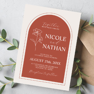 Boho Flower Monogram Terracotta Wedding Envelope
