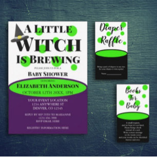 Little Witch is Brewing Halloween Baby Shower Invitation
