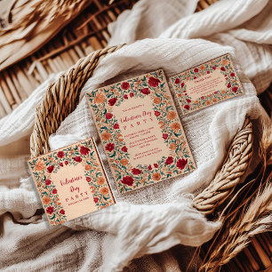 Antique Botanical Valentine Party Invitation