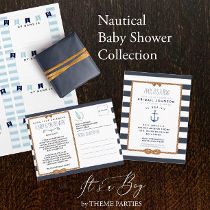 Navy Blue Nautical Infinity Knot Baby Shower Invitation
