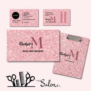 Blush Glitter hair salon elegant script photo Keychain