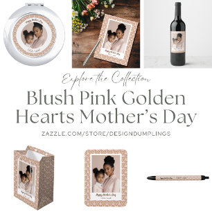 Soft Pink Golden Hearts Mother's Day Photo Balloon