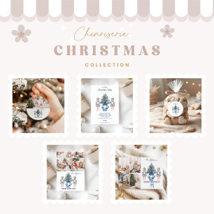 Blue Chinoiserie Nutcracker Christmas Label