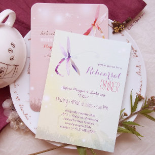 Colorful Dragonfly Couple Spring Wedding Invitation