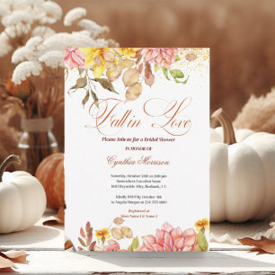 Fall in Love Autumn Floral Romance Bridal Shower Paper Plates