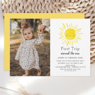 First Trip Around The Sun 1st Birthday Party Invitation