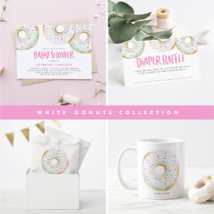 Watercolor White Sprinkle Donuts Baby Brunch Invitation
