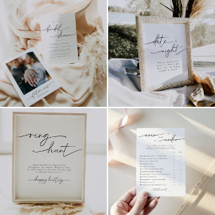 Elegant, Minimalist Personalized Bridal Shower Classic Round Sticker