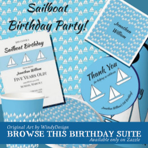 Sailboat Birthday Classic Round Sticker