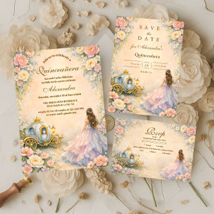 Enchanted Carriage Fairytale Quinceañera Invitation