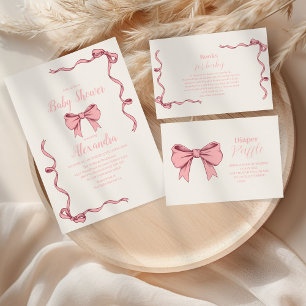 Pink Bow Baby Shower Napkins