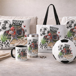 Custom Soccer Mom Photo Collage Throw Pillow