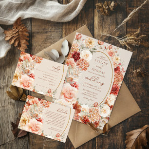 Boho autumn garden spices orange beige rust unity candle set