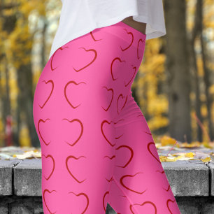 Adorable Yellow Love Hearts Pattern Yoga Capri Leggings