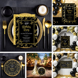 Black Gold Butterflies 40th Birthday Party Hershey®'s Kisses®