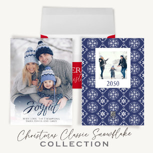 Christmas Holiday blue Snowflake Simple Pattern Label