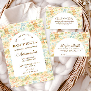 Coastal Pastel Animals Baby Shower Invitation