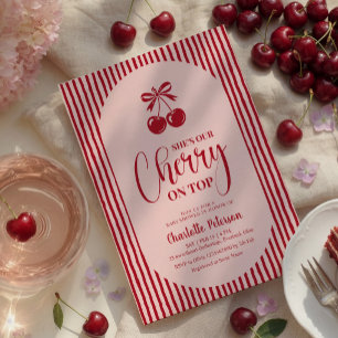 Cherry on Top Baby Shower Invitation