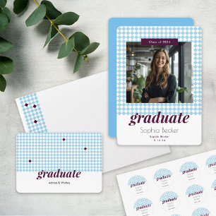 Modern Elegant Blue Graduation Cap Pattern Envelope Liner